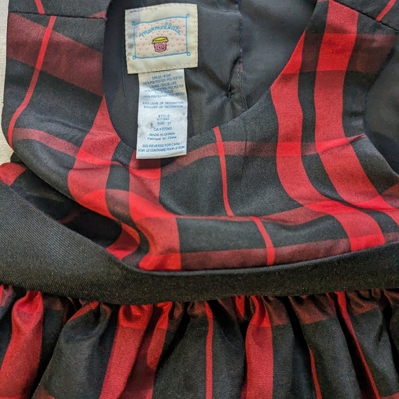 Girls Plaid Dress. Red and Black. 2T. Marmellata - Picture 6 of 9